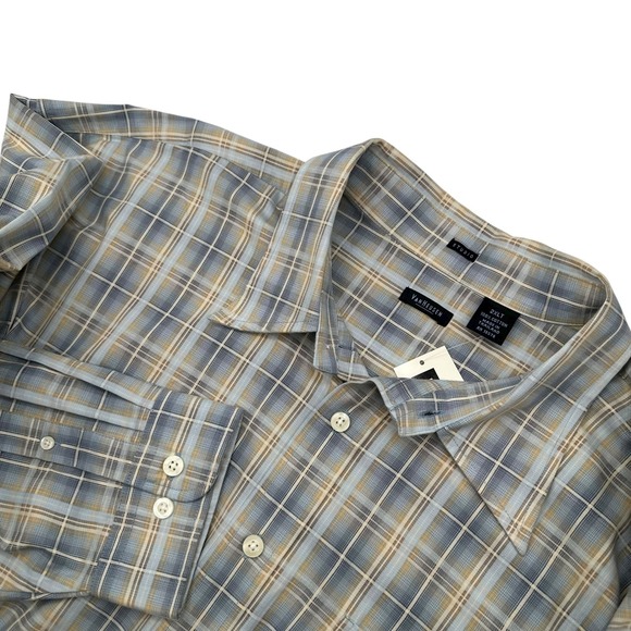 Van Heusen Studio 2XLT Big & Tall Blue Plaid Long Sleeve Button Up Shirt NEW - Picture 1 of 6